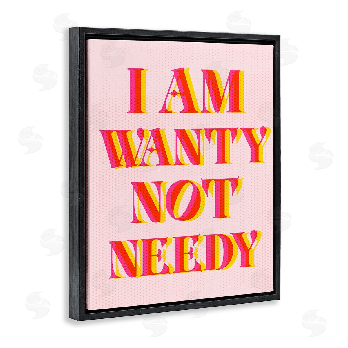 Wanty Not Needy Black Floating Frame Canvas Wall Art, Home Decor by Stupell Studio