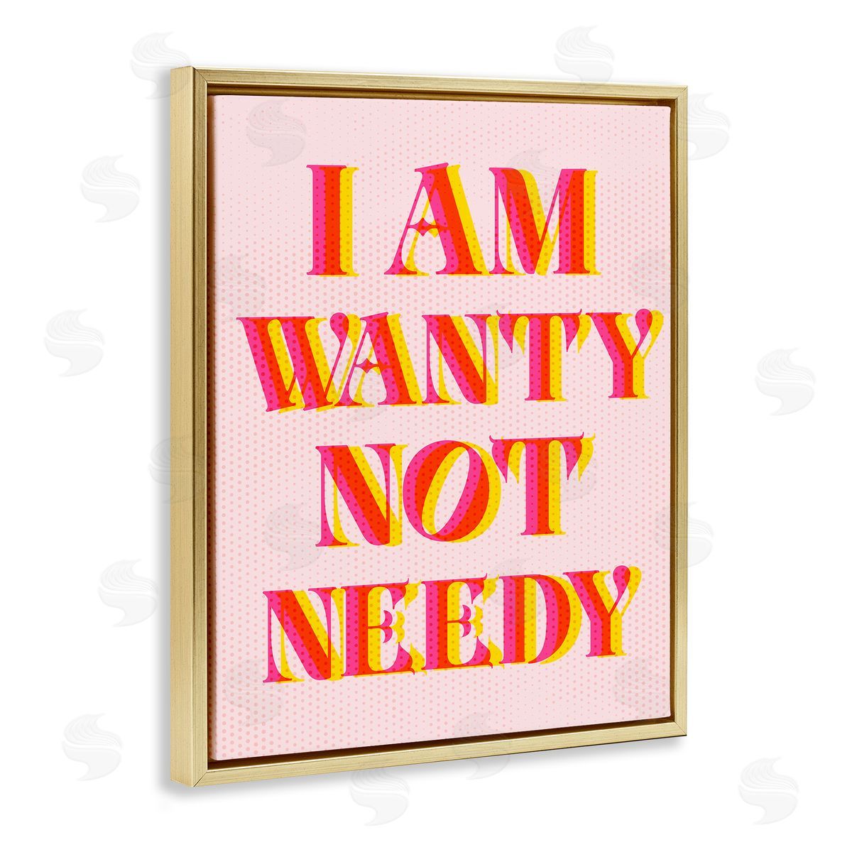 Wanty Not Needy Gold Floating Frame Canvas Wall Art, Home Decor by Stupell Studio