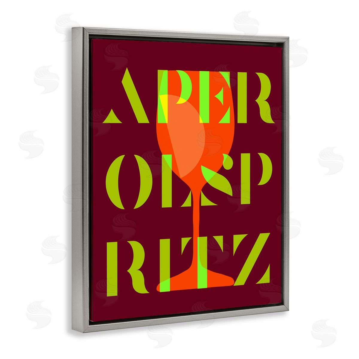 Modern Aperol Spritz Grey Floating Frame Canvas Wall Art, Home Decor by Stupell Studio