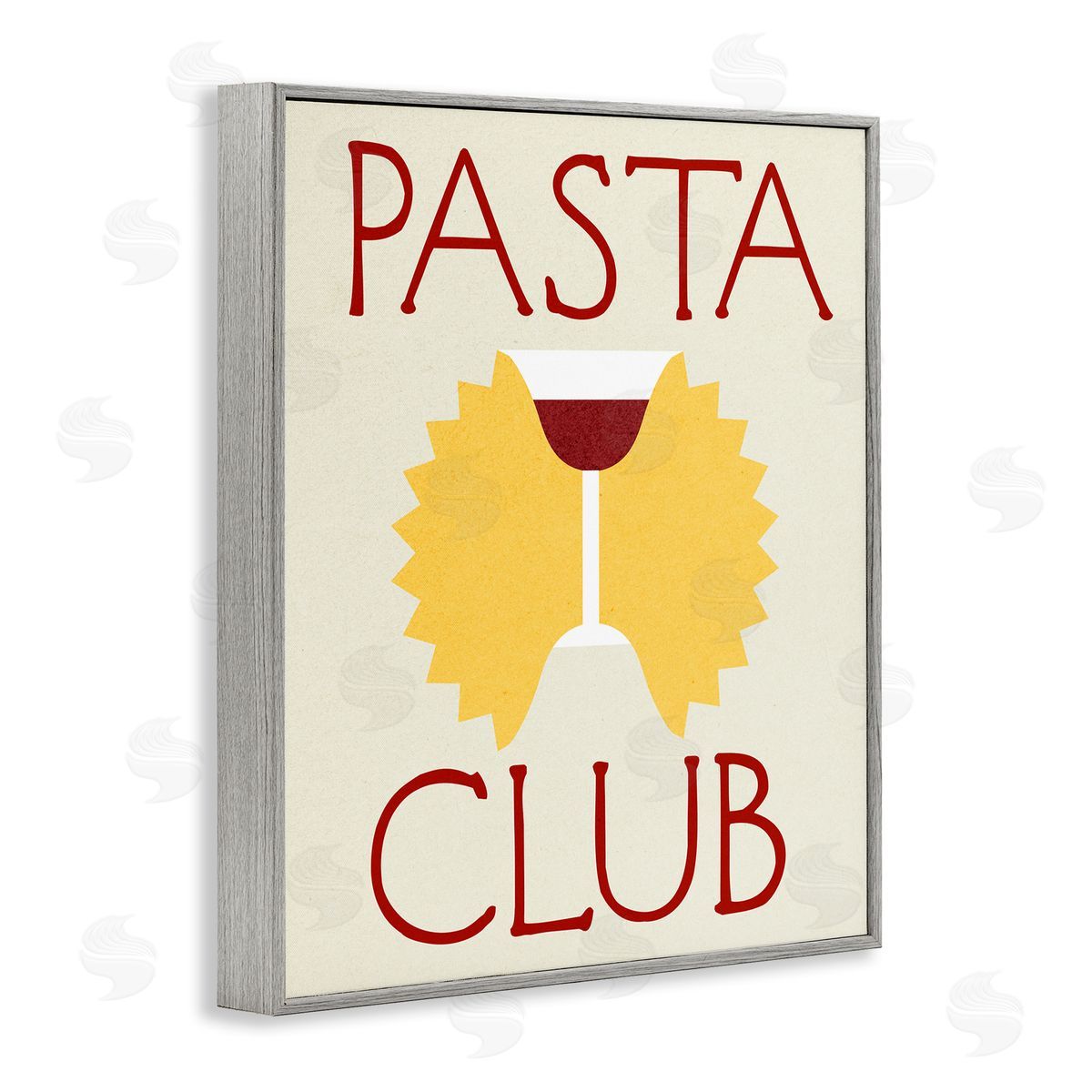 Pasta Club with Wine Grey Frame Print Wall Art, Home Decor by Stupell Studio