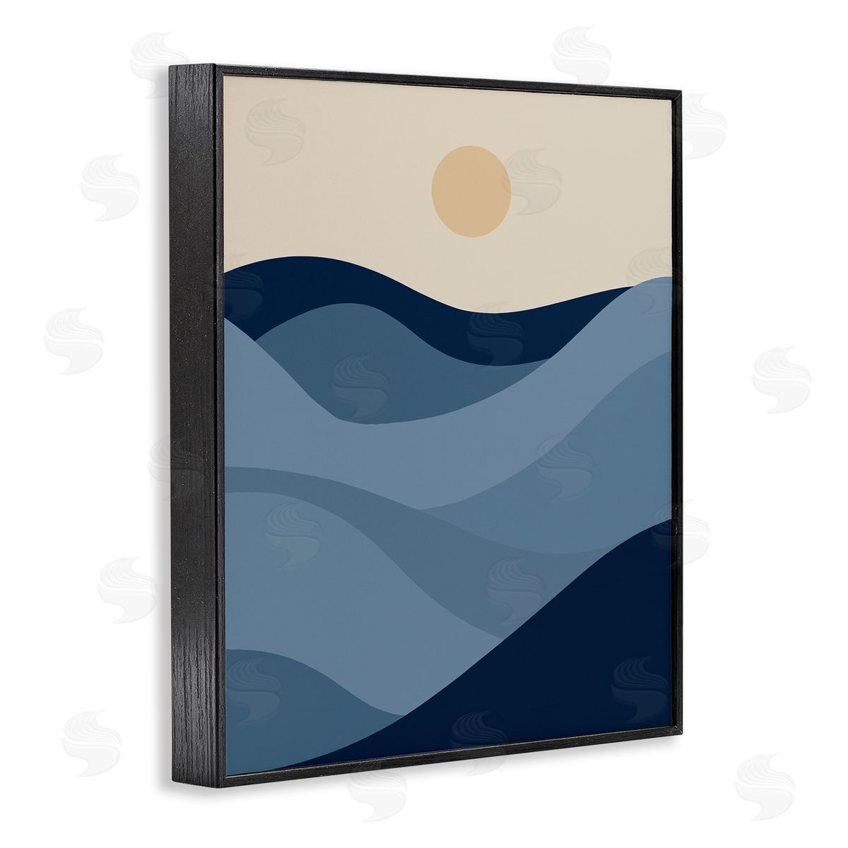 Blue Hills & Moon Black Frame Print Wall Art, Home Decor by Stupell Studio