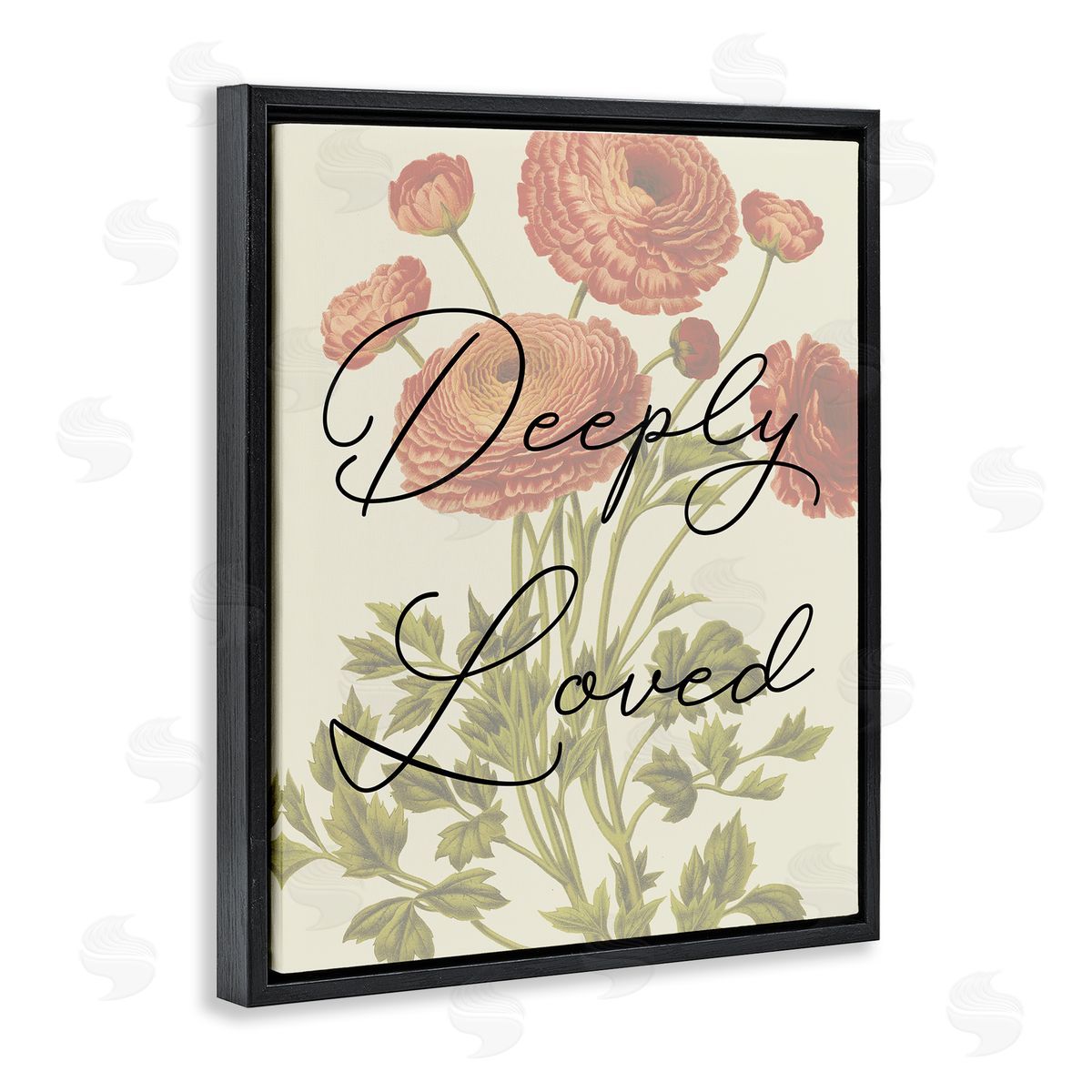Deeply Loved with Marigold Black Floating Frame Canvas Wall Art, Home Decor by Stupell Studio