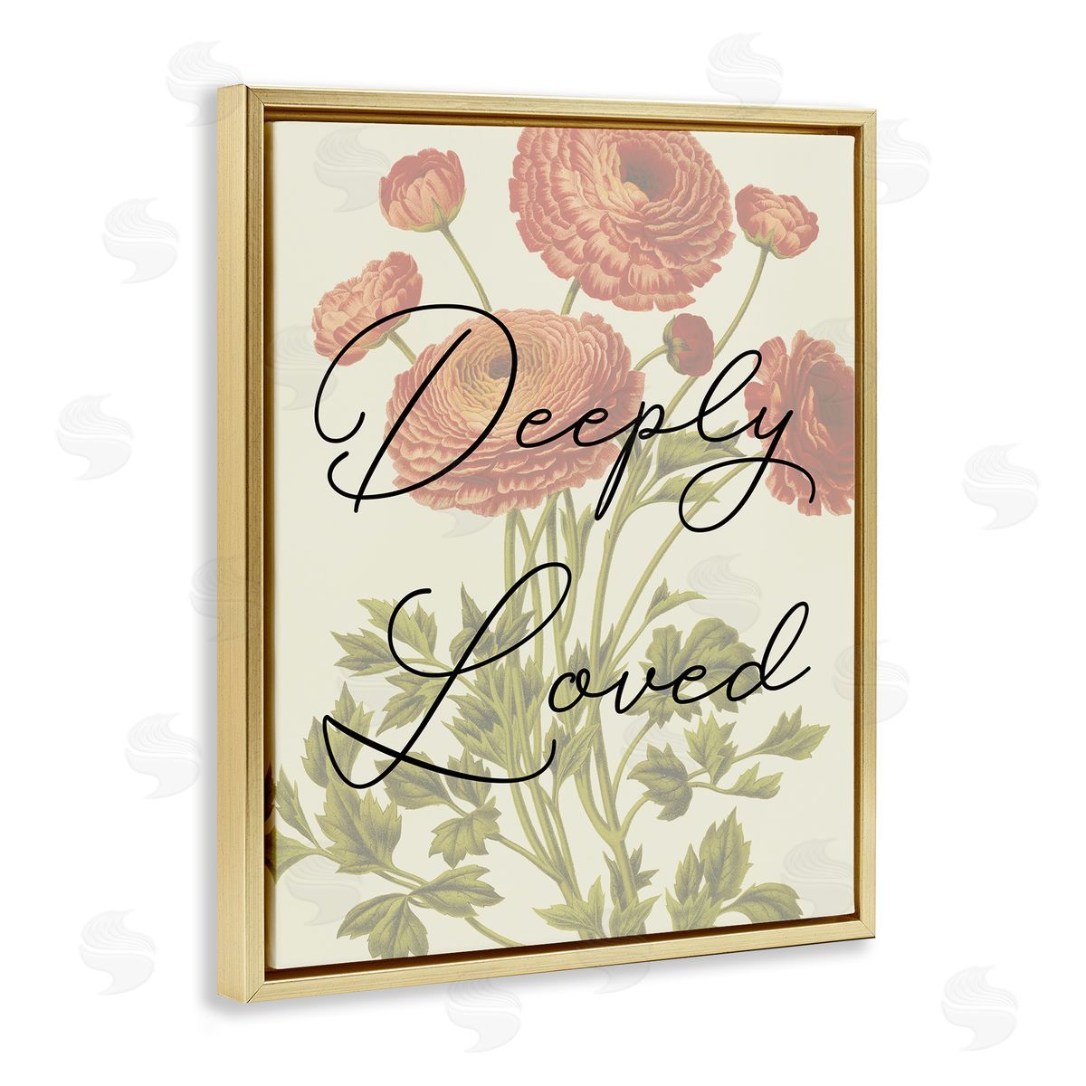 Deeply Loved with Marigold Gold Floating Frame Canvas Wall Art, Home Decor by Stupell Studio