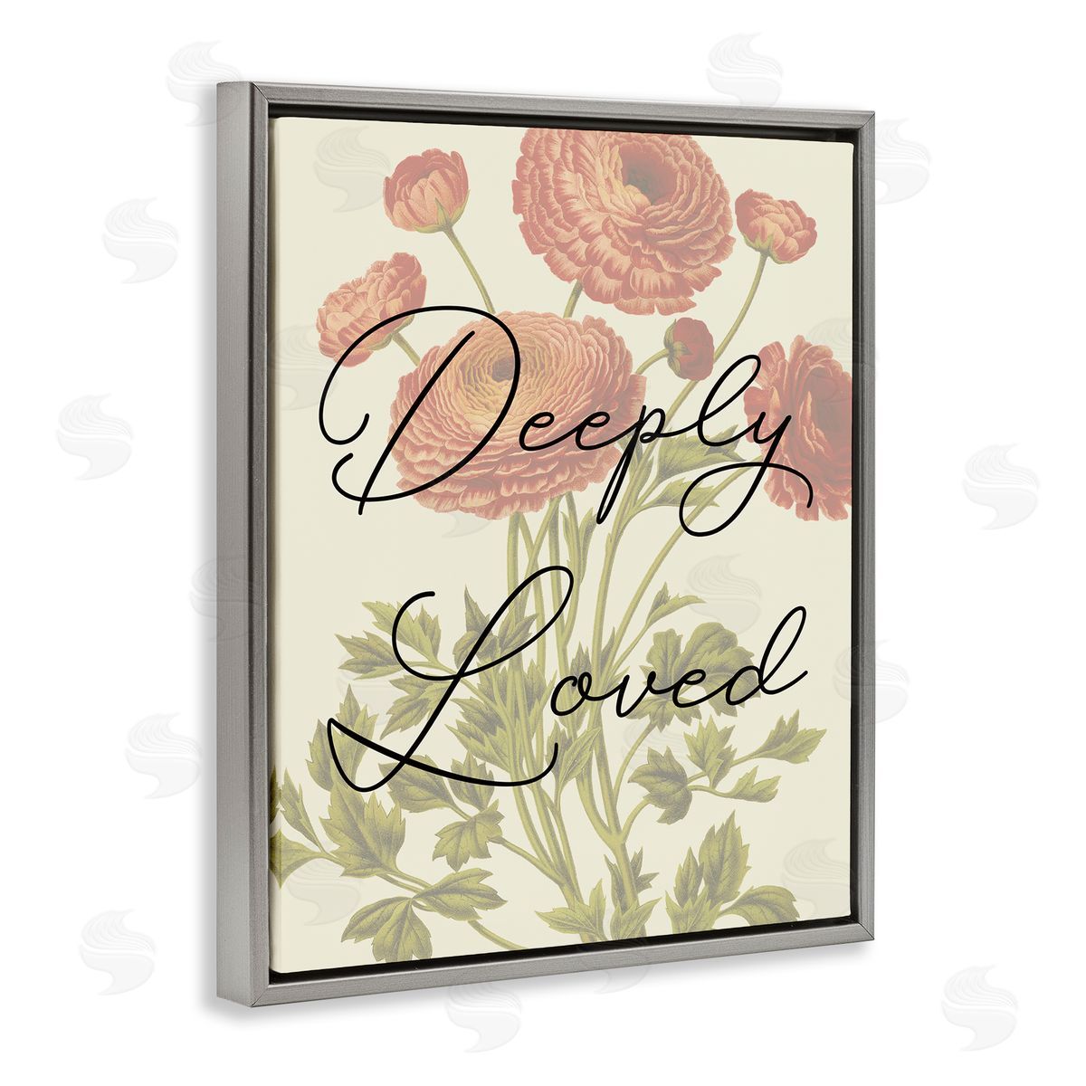 Deeply Loved with Marigold Grey Floating Frame Canvas Wall Art, Home Decor by Stupell Studio
