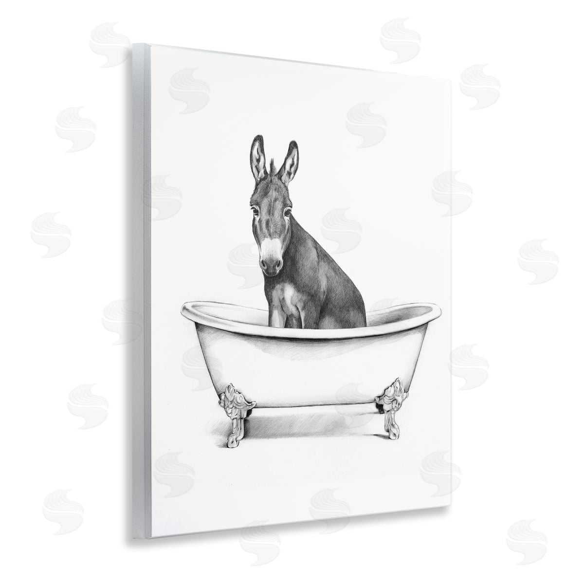 Antique Tub with Donkey Wood Plaque Wall Art, Home Decor by Victoria Borges
