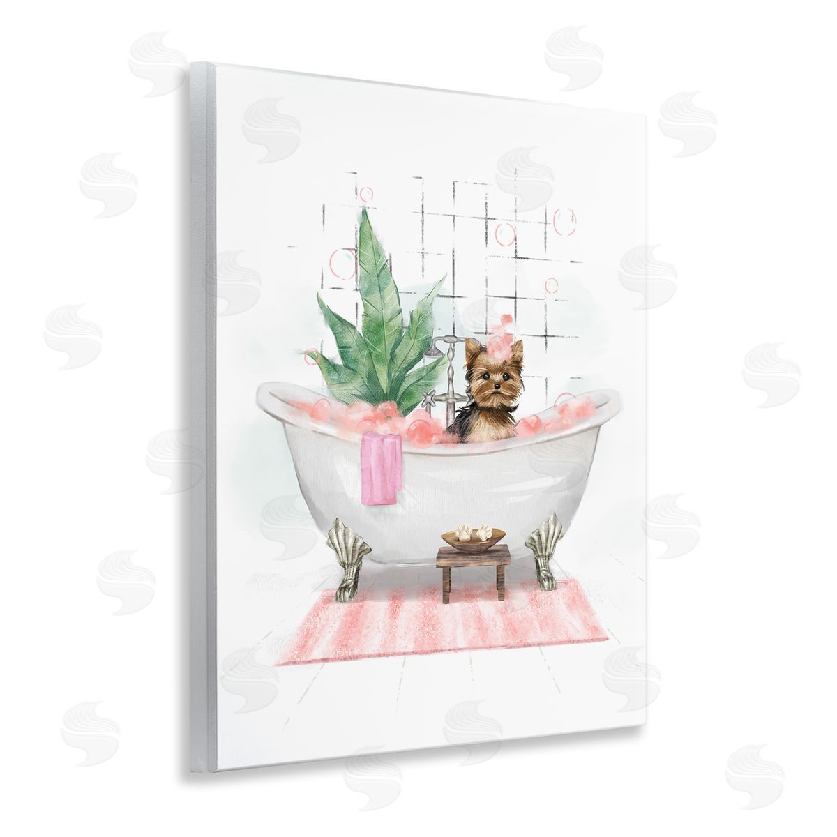 Glam Pup in Tub Wood Plaque Wall Art, Home Decor by Ziwei Li