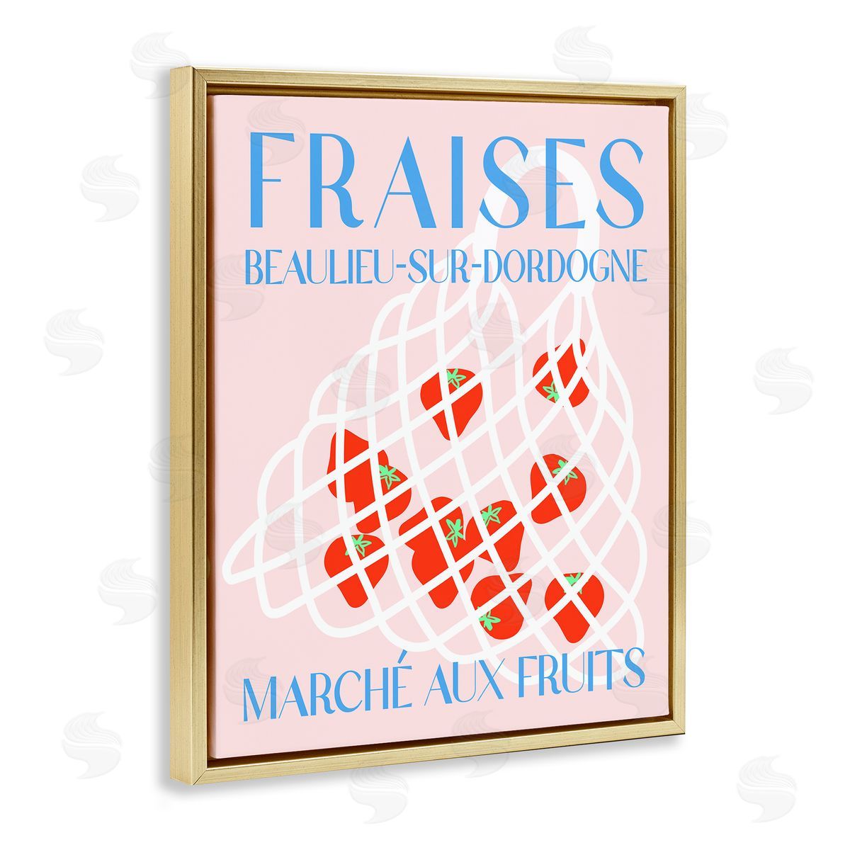 Modern Strawberry Fruit Market Gold Floating Frame Canvas Wall Art, Home Decor by Stupell Studio