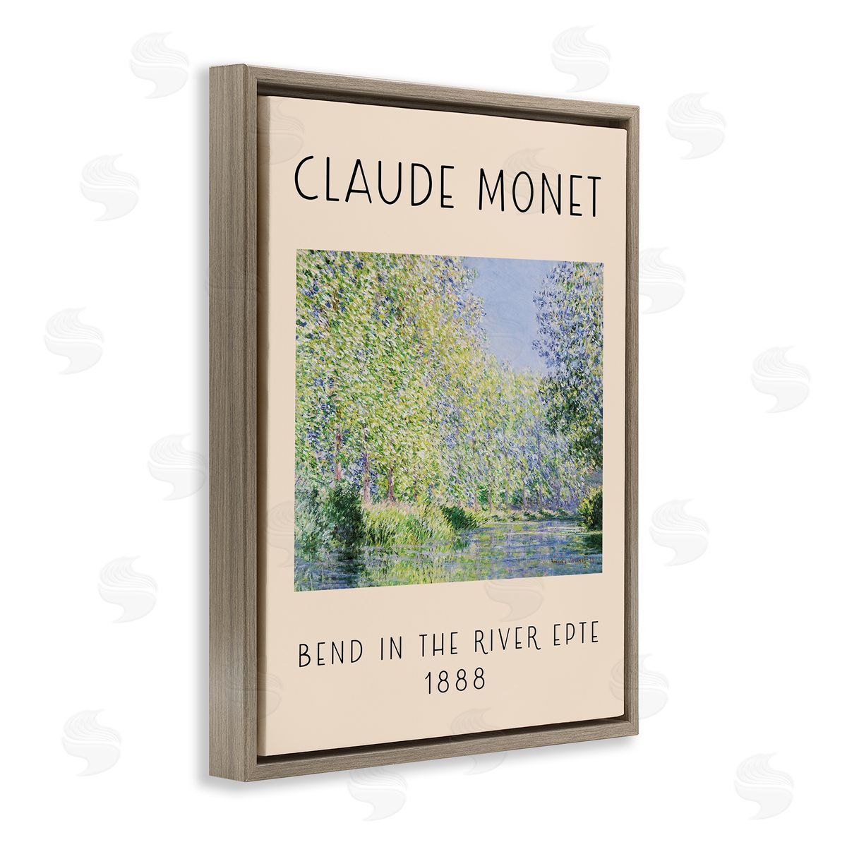 Classic River Bend Monet Brown Floating Frame Canvas Wall Art, Home Decor by Stupell Studio