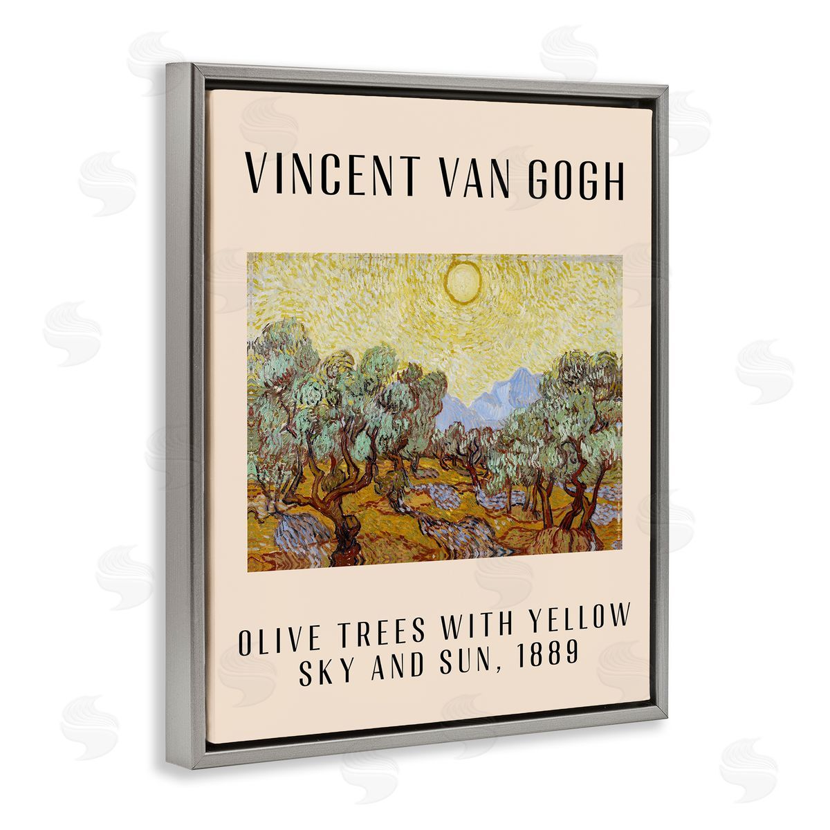 Classic Olive Trees Van Gogh Grey Floating Frame Canvas Wall Art, Home Decor by Stupell Studio