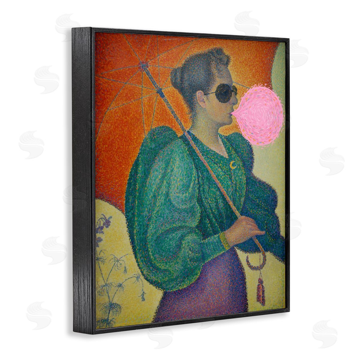 Impressionist Woman & Bubblegum Black Frame Print Wall Art, Home Decor by Stupell Studio