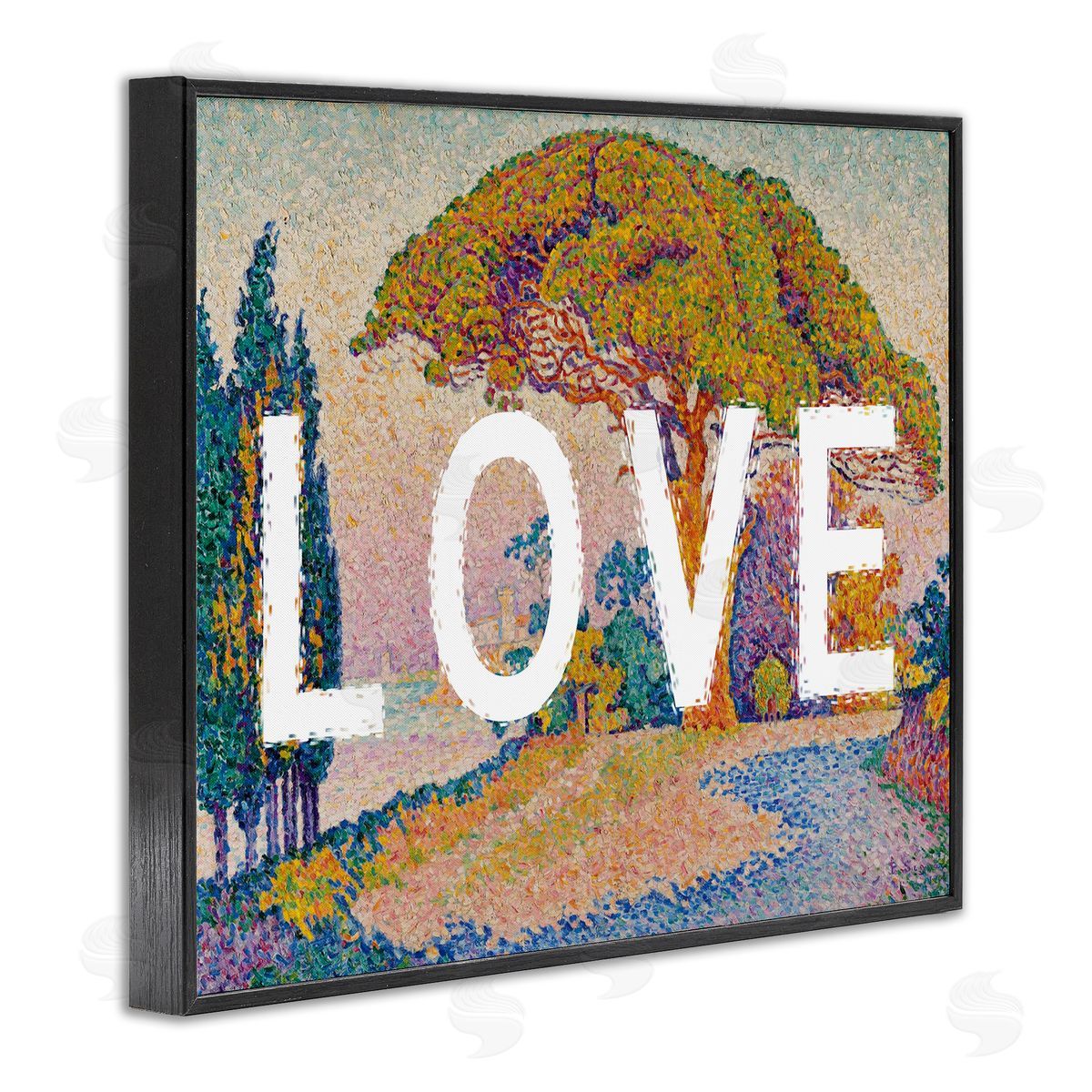 Impressionist Love over Landscape Black Frame Print Wall Art, Home Decor by Stupell Studio