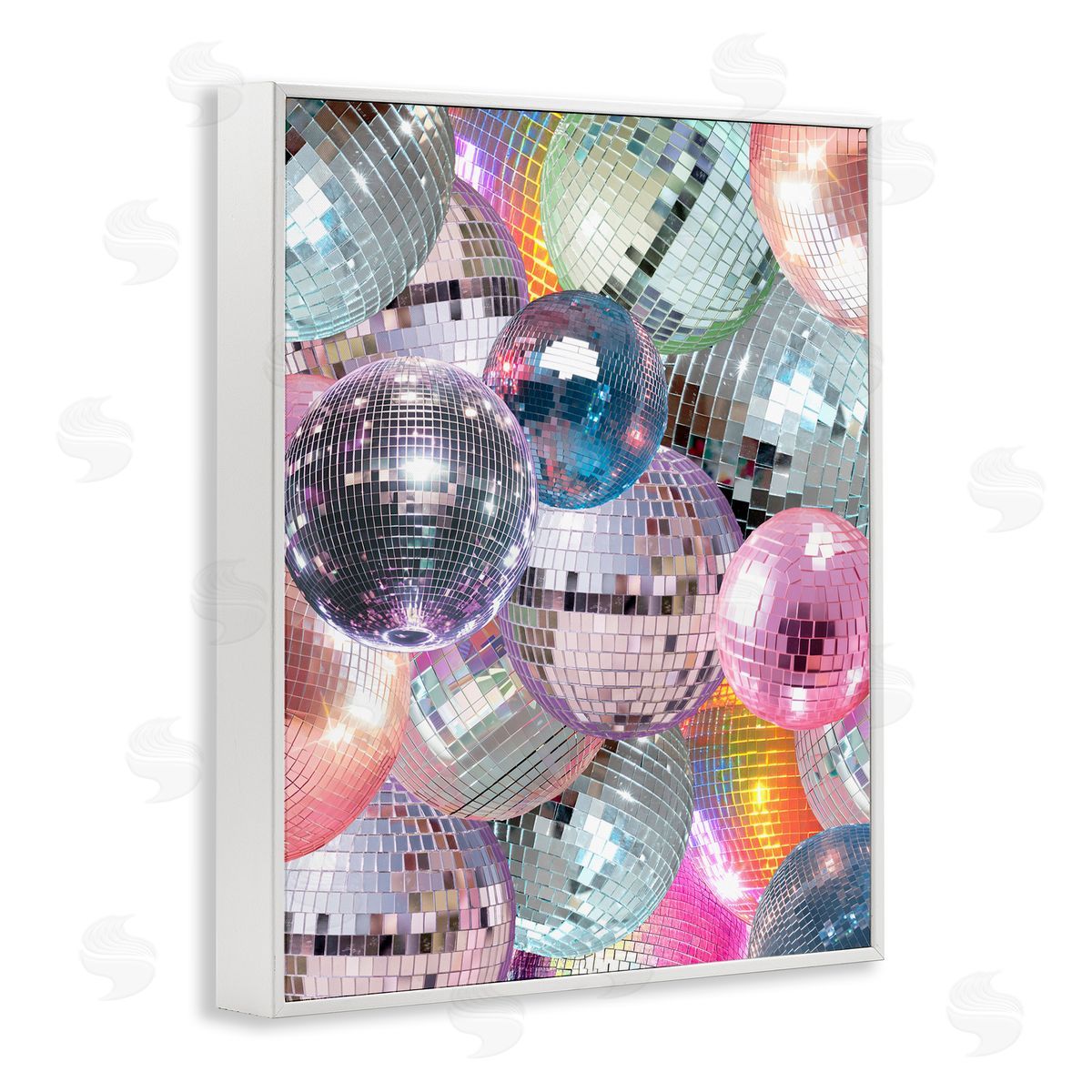 Pastel Disco Balls Cluster White Frame Print Wall Art, Home Decor by Stupell Studio