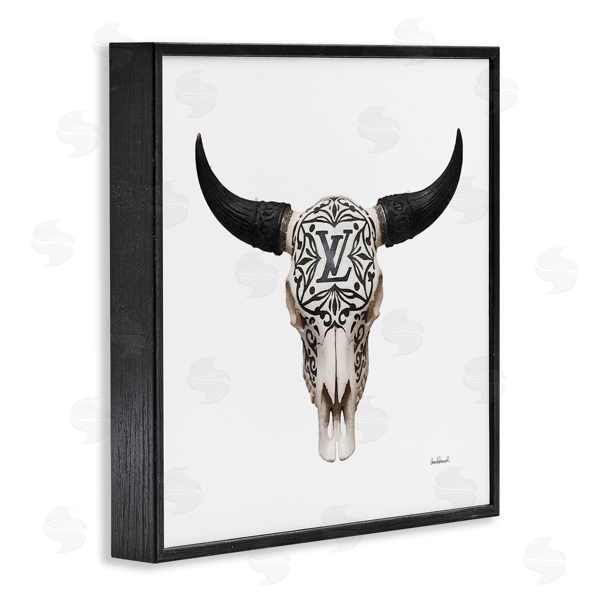 Southwestern Glam Skull Black Frame Print Wall Art, Home Decor by Amanda Greenwood