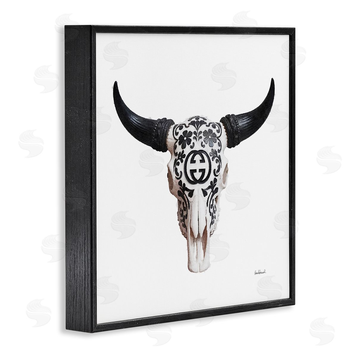 Western Fashion Skull Black Frame Print Wall Art, Home Decor by Amanda Greenwood