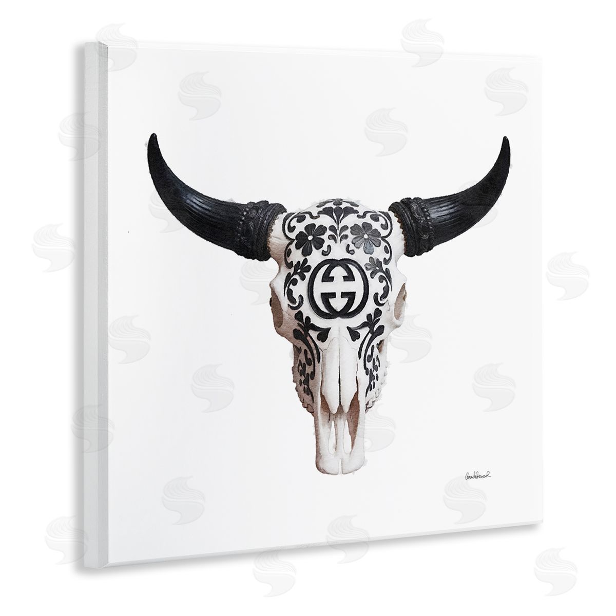 Western Fashion Skull Wood Plaque Wall Art, Home Decor by Amanda Greenwood