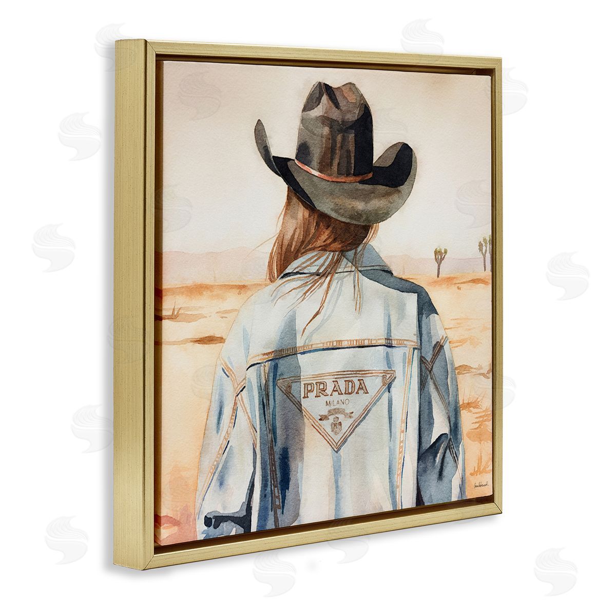 Glam Desert Cowgirl Gold Floating Frame Canvas Wall Art, Home Decor by Amanda Greenwood
