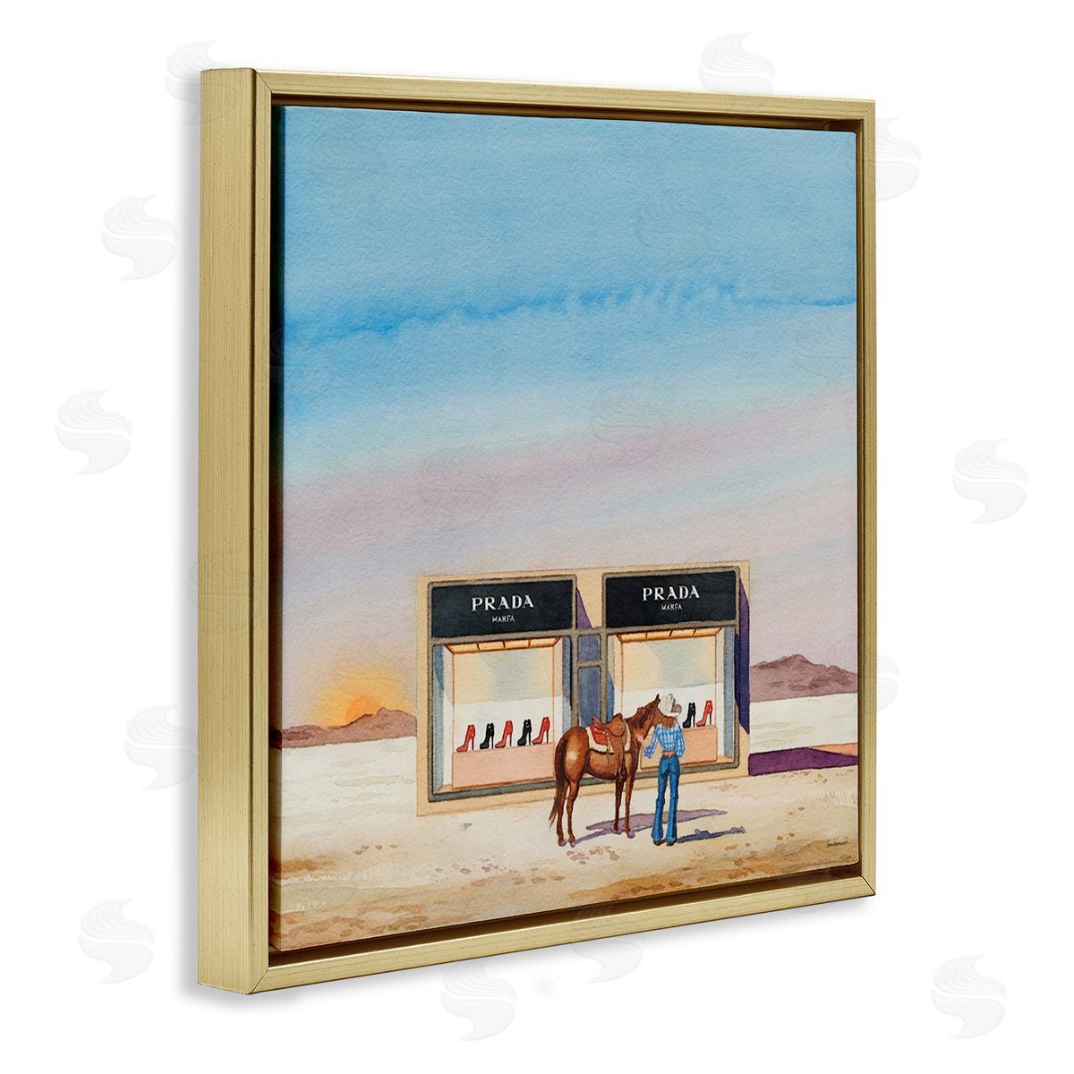 Desert Shoe Store Gold Floating Frame Canvas Wall Art, Home Decor by Amanda Greenwood