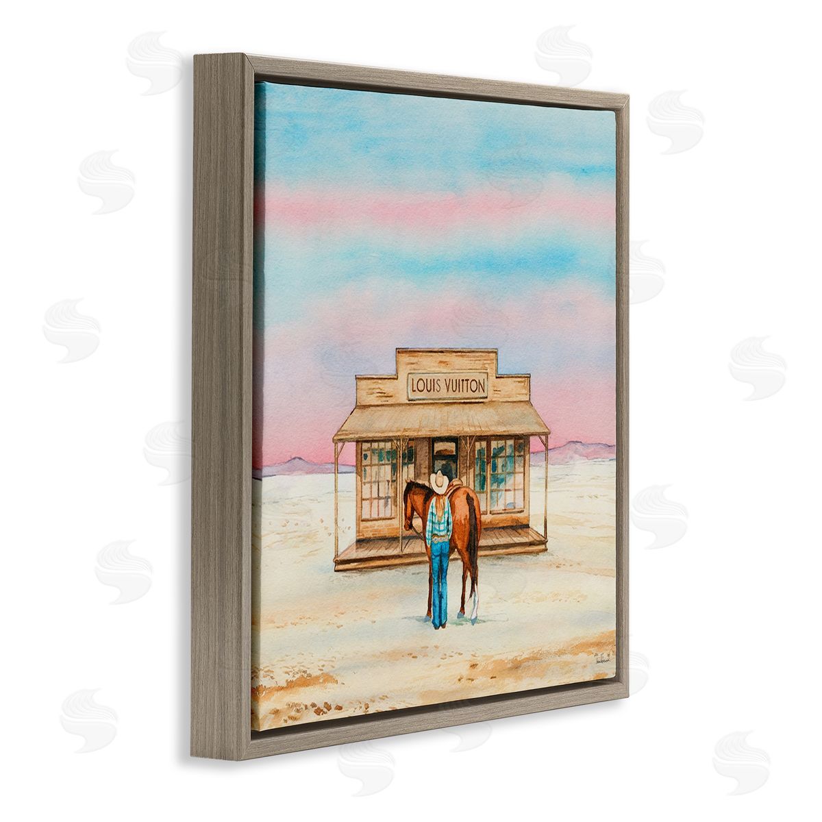 Glam Cowgirl Shopping Brown Floating Frame Canvas Wall Art, Home Decor by Amanda Greenwood