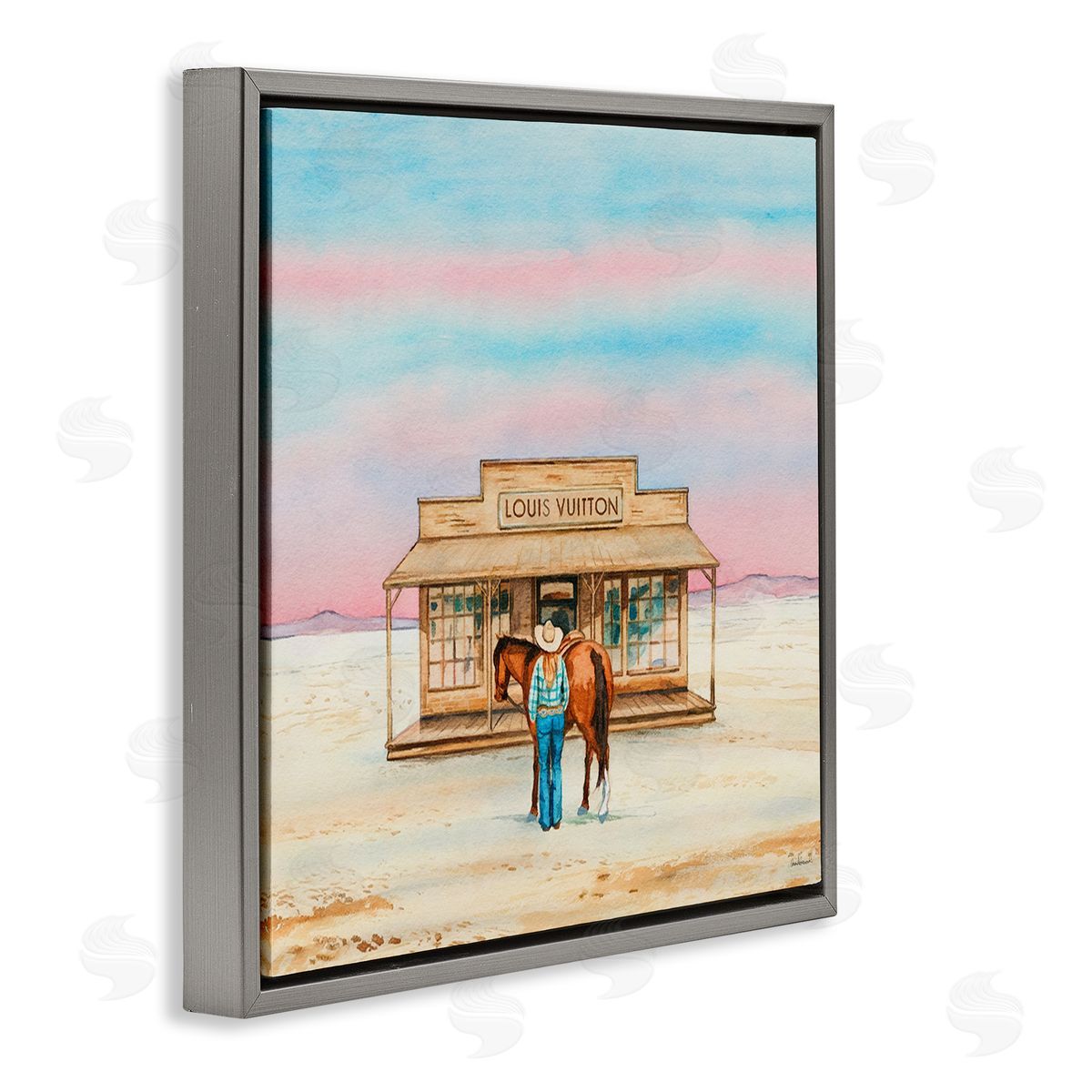 Glam Cowgirl Shopping Grey Floating Frame Canvas Wall Art, Home Decor by Amanda Greenwood