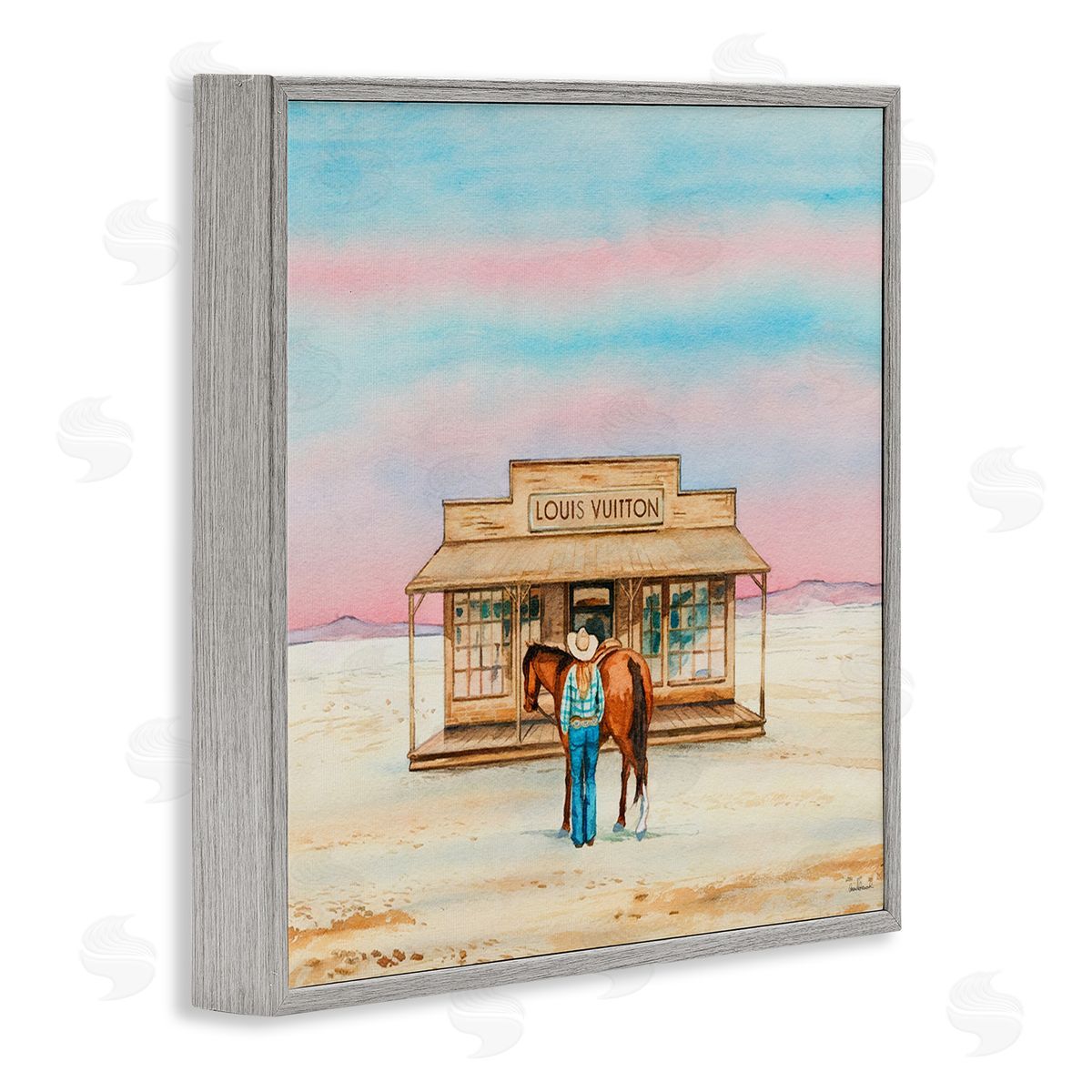 Glam Cowgirl Shopping Grey Frame Print Wall Art, Home Decor by Amanda Greenwood