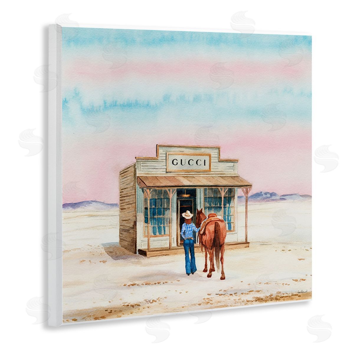 Glam Cowgirl at Desert Shop Wood Plaque Wall Art, Home Decor by Amanda Greenwood