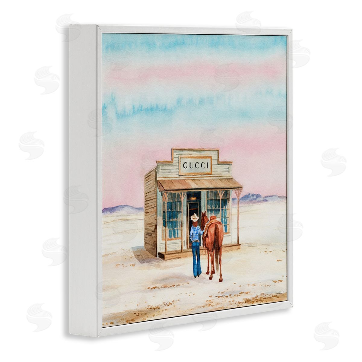 Glam Cowgirl at Desert Shop White Frame Print Wall Art, Home Decor by Amanda Greenwood