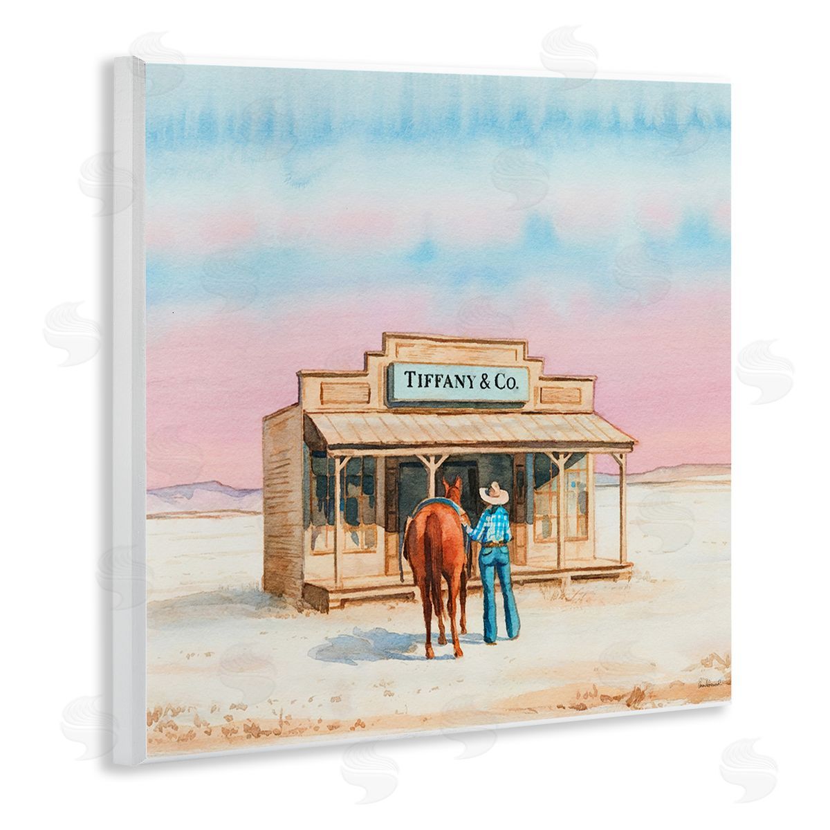 Fashionista Cowgirl in Desert Wood Plaque Wall Art, Home Decor by Amanda Greenwood
