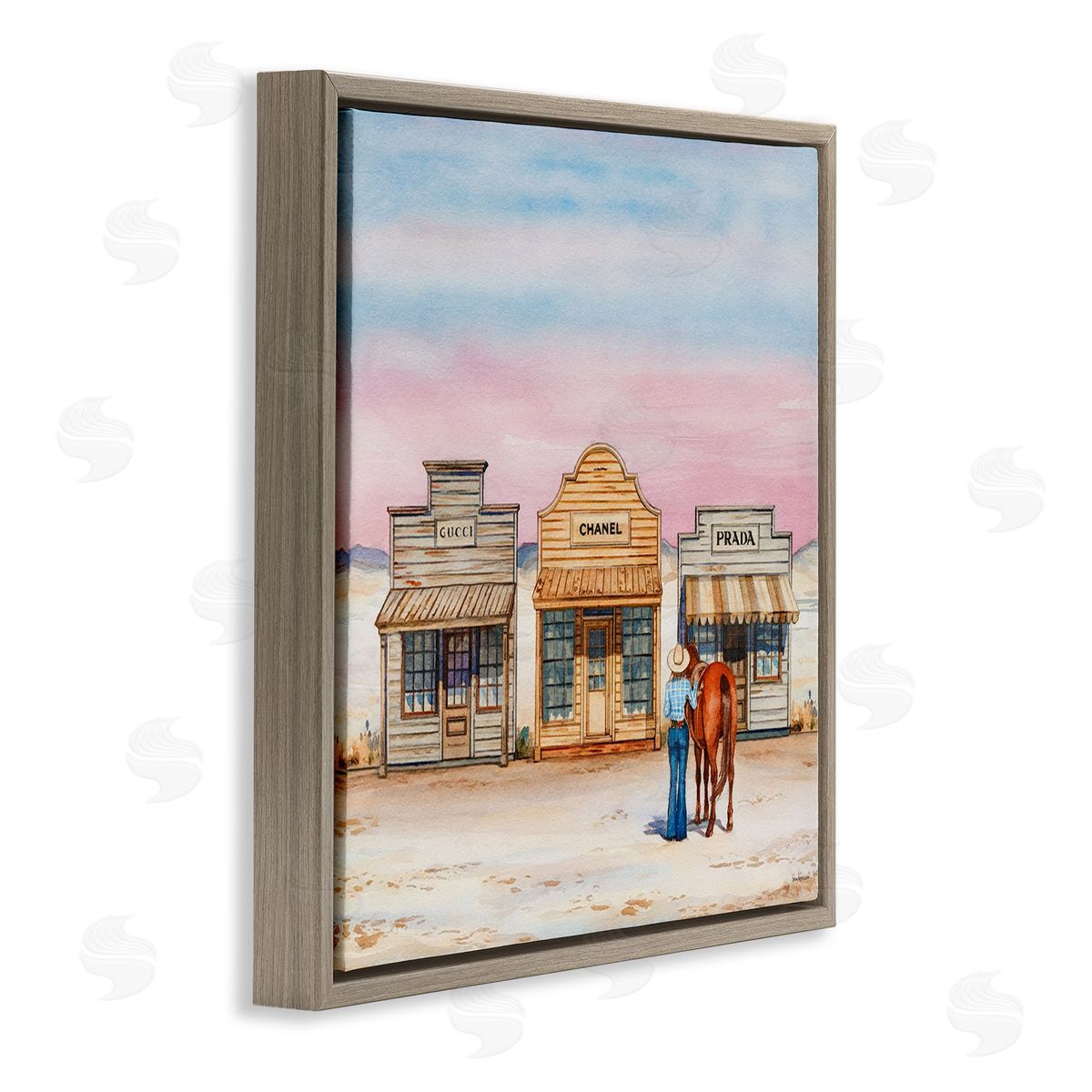 Trendy Saloon Shops Cowgirl Brown Floating Frame Canvas Wall Art, Home Decor by Amanda Greenwood
