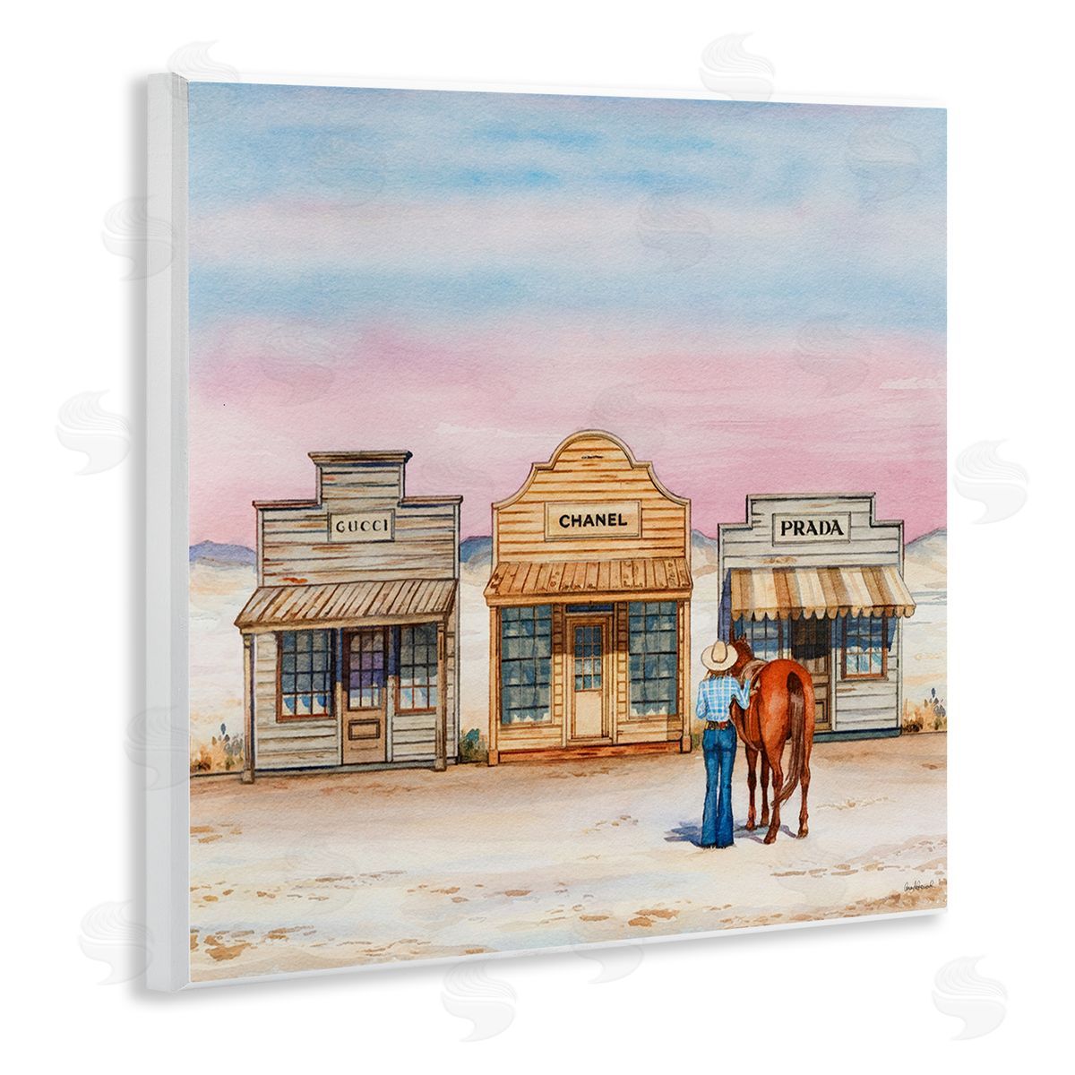 Trendy Saloon Shops Cowgirl Wood Plaque Wall Art, Home Decor by Amanda Greenwood