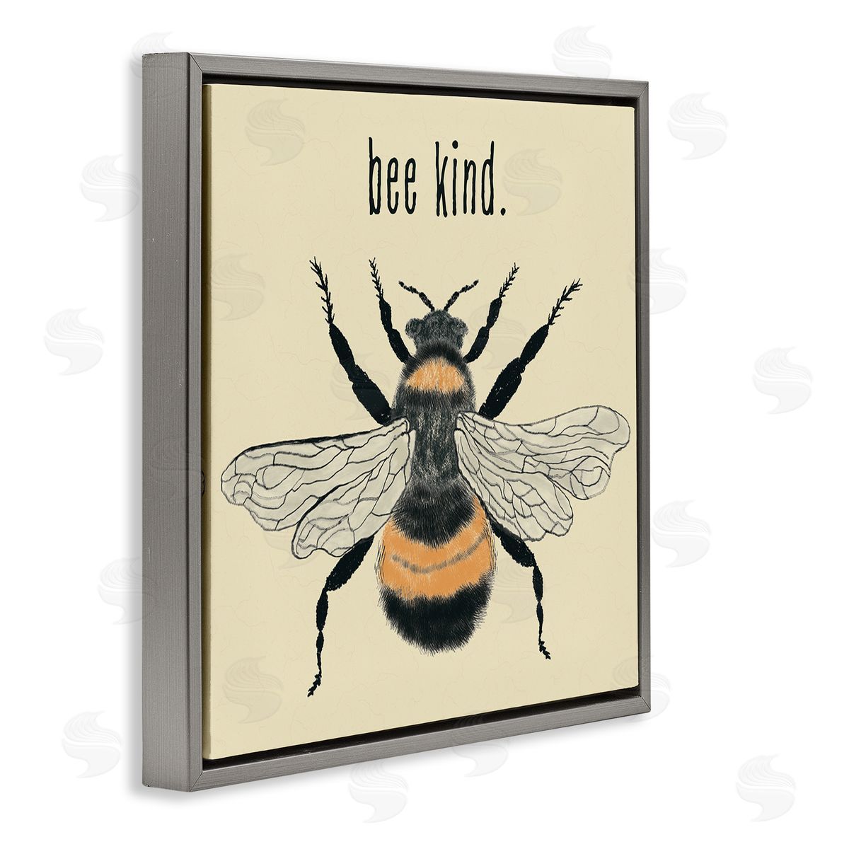 Bee Kind Detailed Bumble Grey Floating Frame Canvas Wall Art, Home Decor by Carrie Cantwell