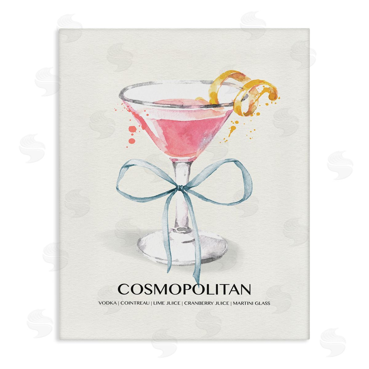 Pastel Cocktail with Bow Canvas Wall Art, Home Decor by Susan Jill