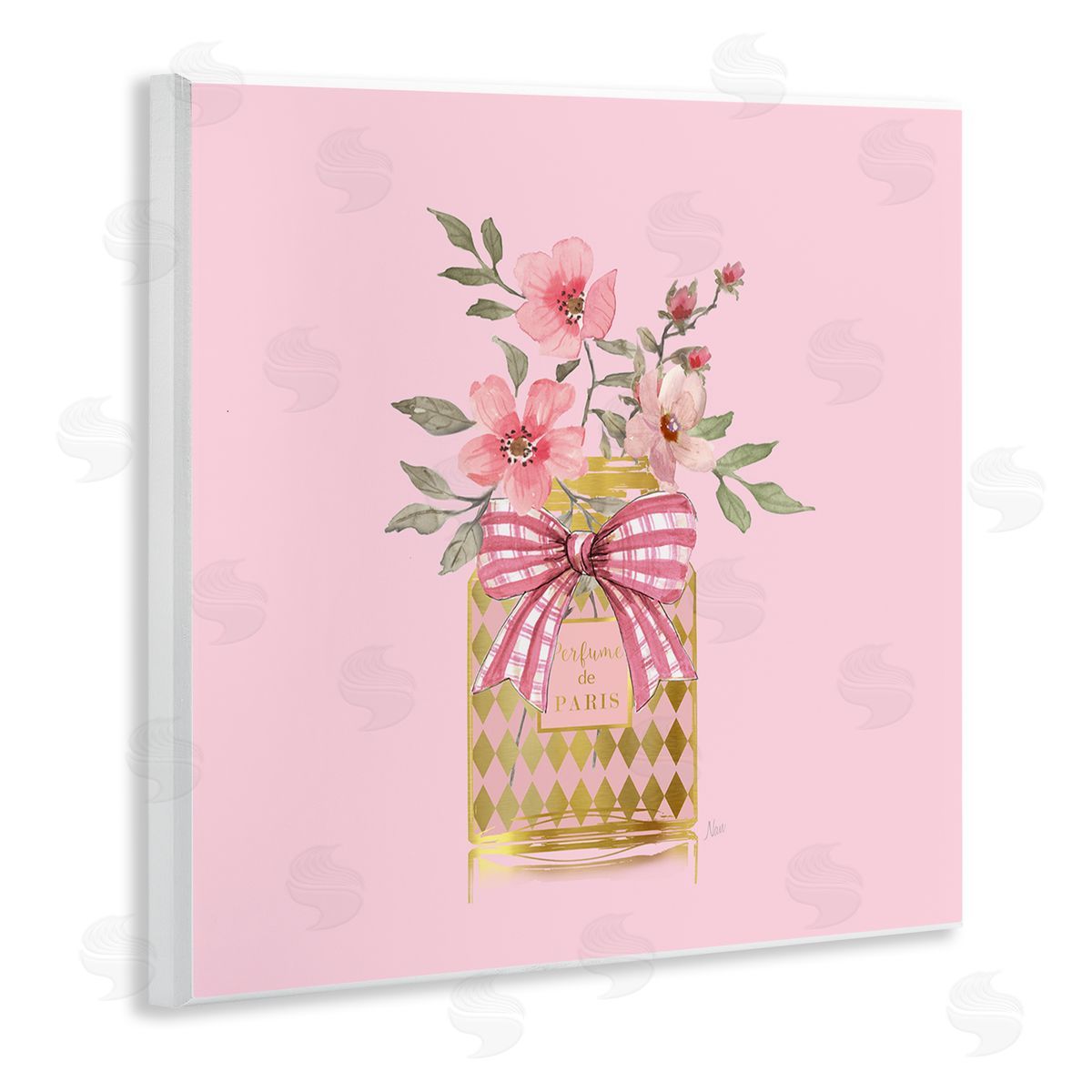 Perfume Bouquet Florals Wood Plaque Wall Art, Home Decor by Nan