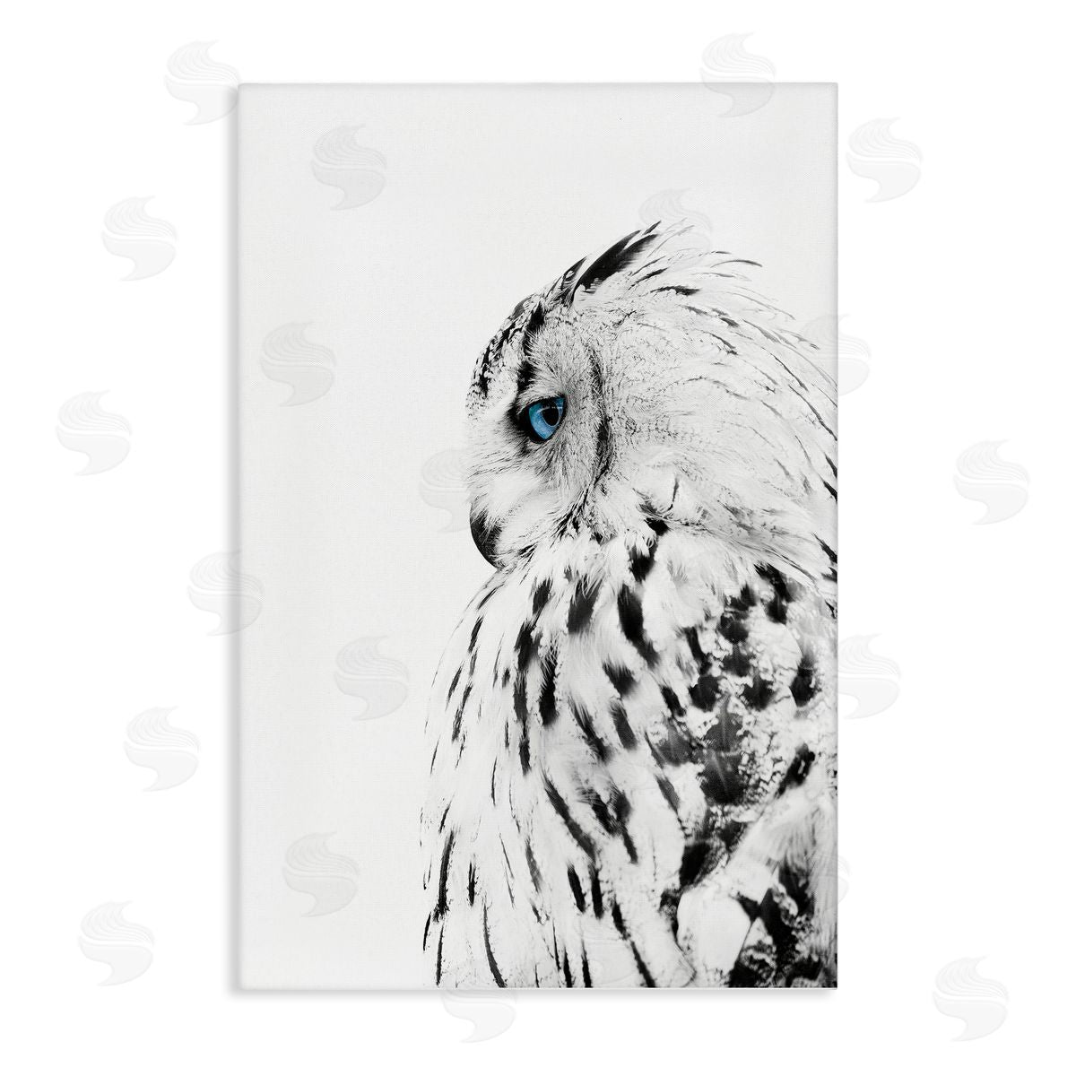 Owl with Strong Blue Gaze Canvas Wall Art, Home Decor by Design Fabrikken