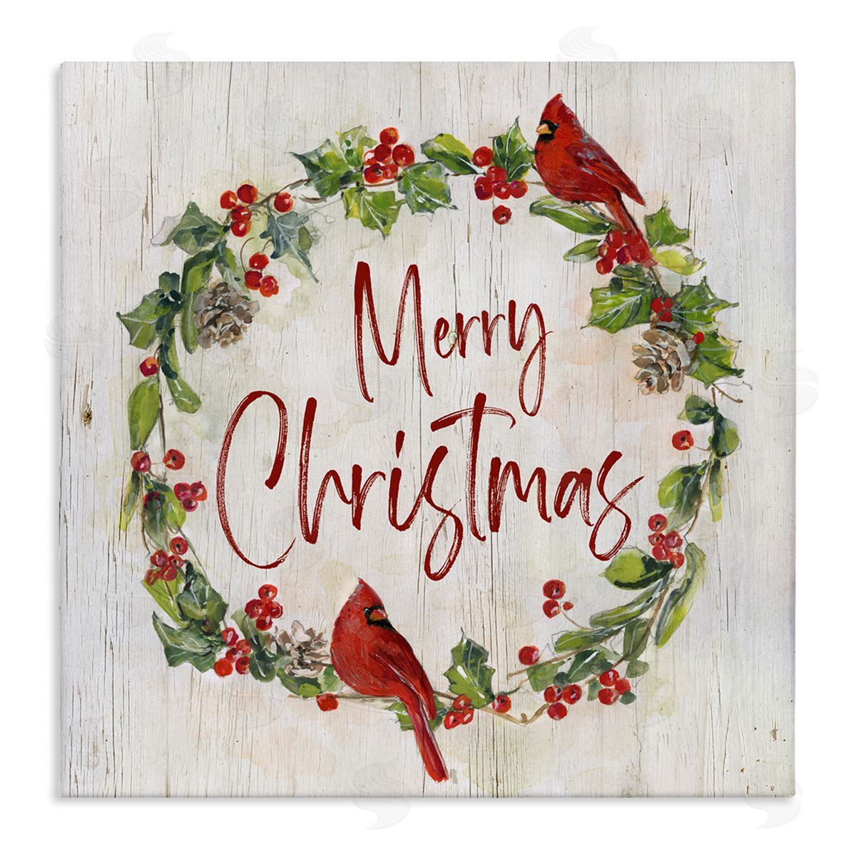 Christmas Seasonal Wreath Canvas Wall Art, Home Decor by Sally Swatland