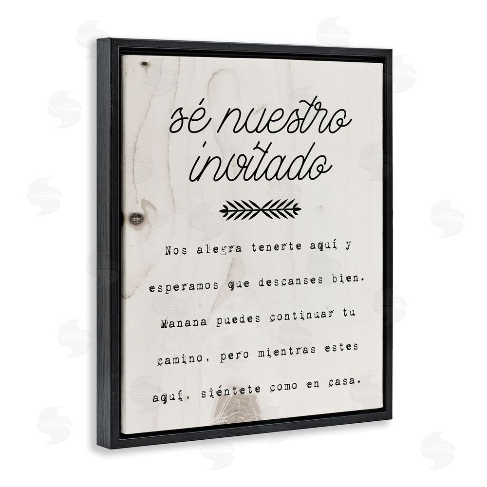 Stupell Studio Sé Nuestro Invitado Aquí Black Floating Frame Canvas Wall Art Print