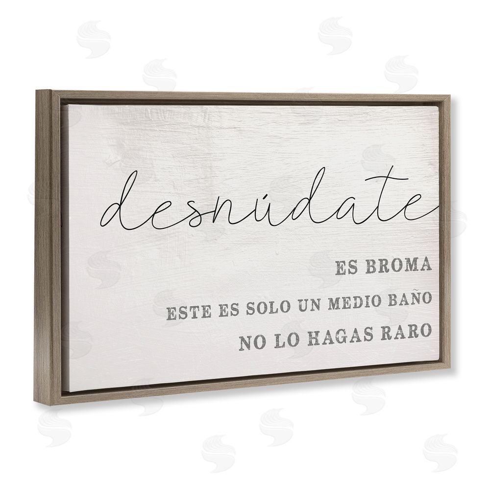 Stupell Studio Solo un Medio Baño Brown Floating Frame Canvas Wall Art Print