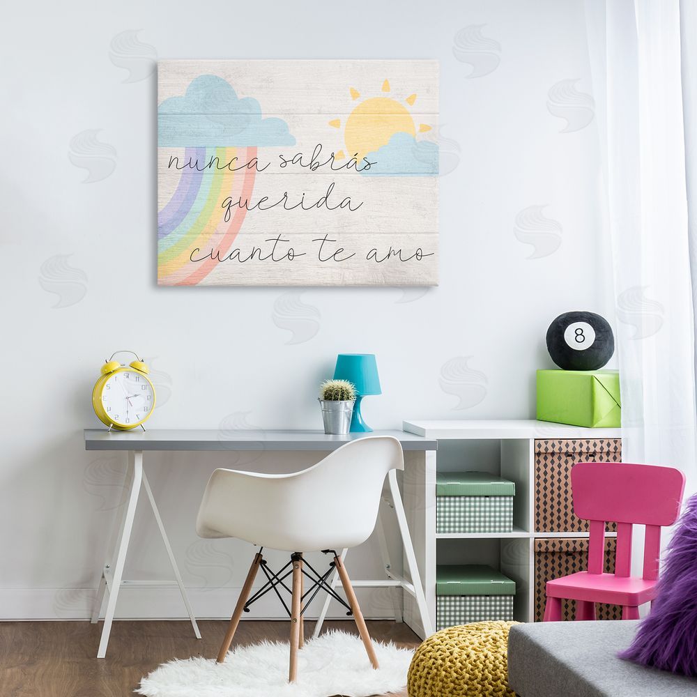 Stupell Studio Querida Cuanto te Amo Canvas Wall Art Print in Room