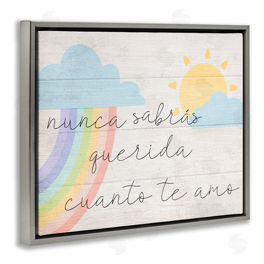 Stupell Studio Querida Cuanto te Amo Gray Floating Frame Canvas Wall Art Print