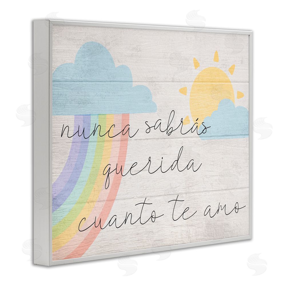 Stupell Studio Querida Cuanto te Amo White Framed Giclee Wall Art Print