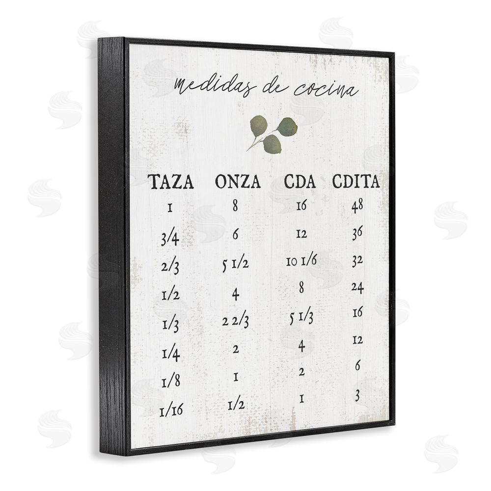 Stupell Studio Tabla de Medidas de Cocina Black Framed Giclee Wall Art Print