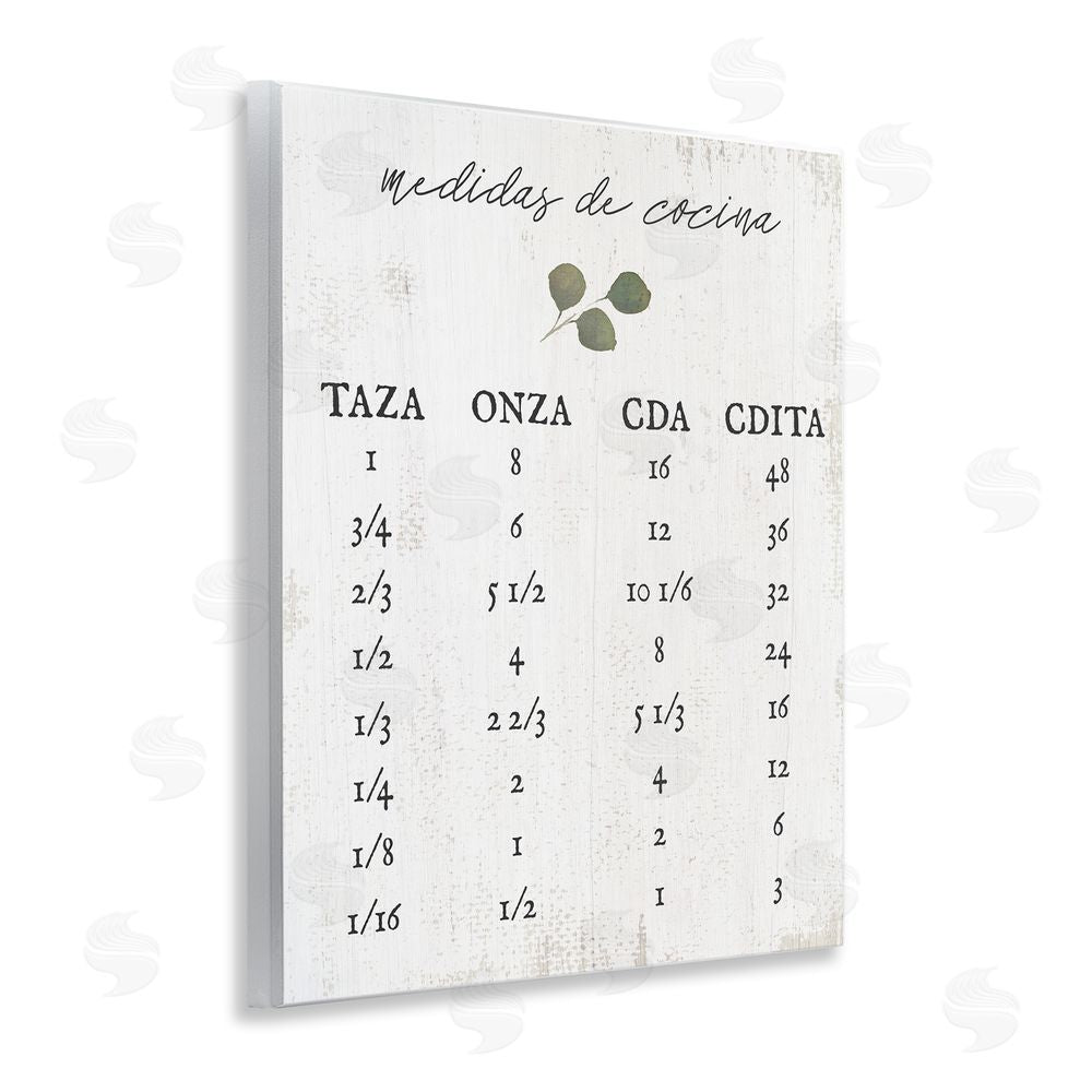 Stupell Studio Tabla de Medidas de Cocina Wooden Wall Plaque Art Print