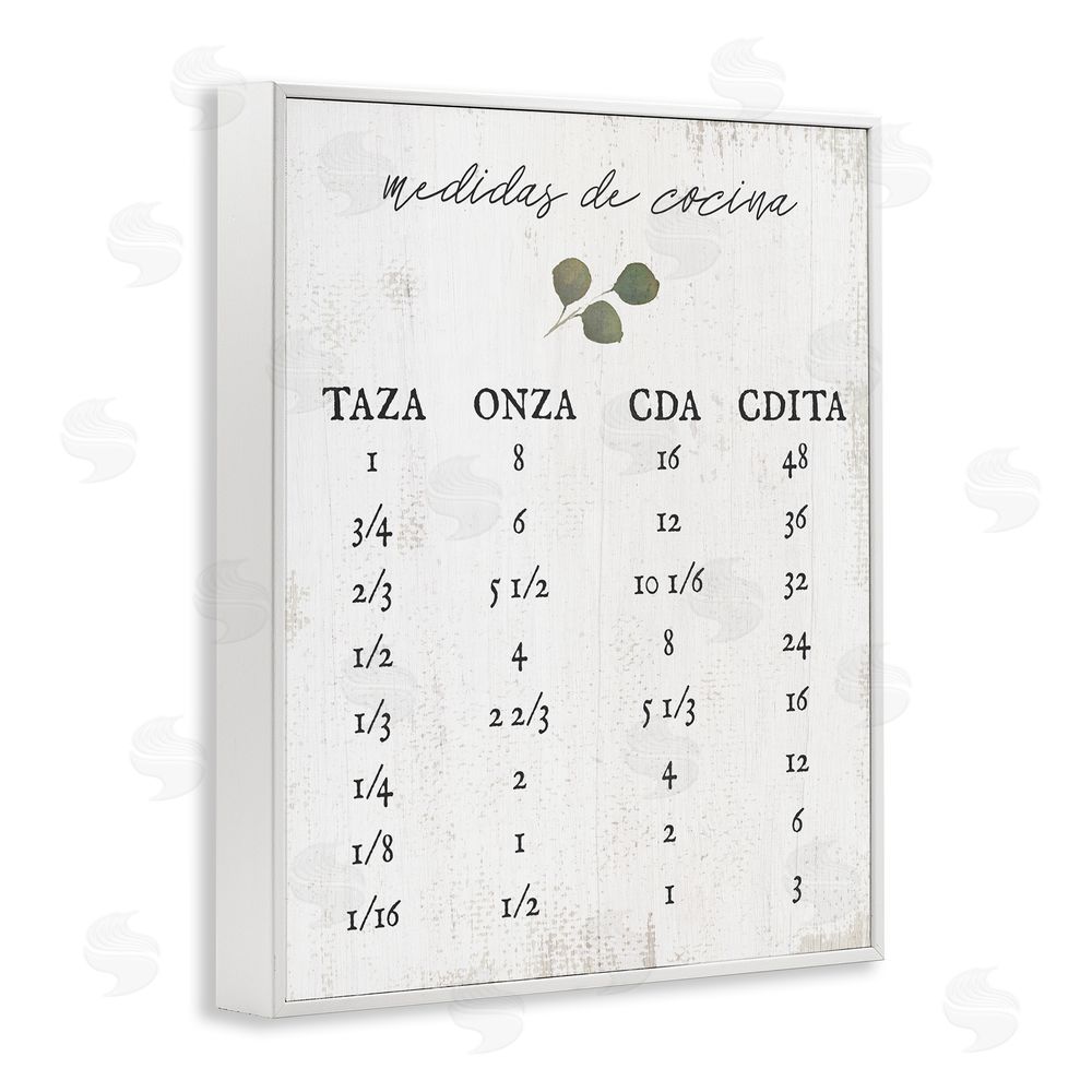 Stupell Studio Tabla de Medidas de Cocina White Framed Giclee Wall Art Print