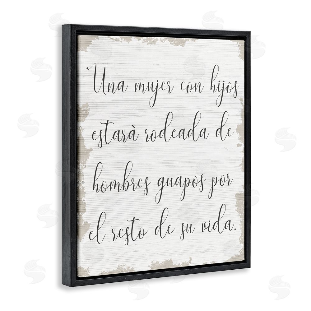 Stupell Studio Rodeada de Hombres Guapos Black Floating Frame Canvas Wall Art Print