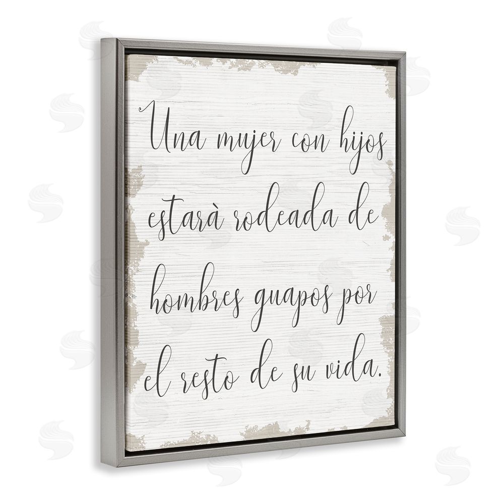 Stupell Studio Rodeada de Hombres Guapos Gray Floating Frame Canvas Wall Art Print