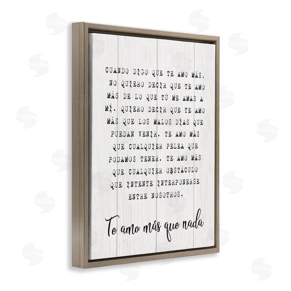 Stupell Studio Te Amo Sin Límites Brown Floating Frame Canvas Wall Art Print