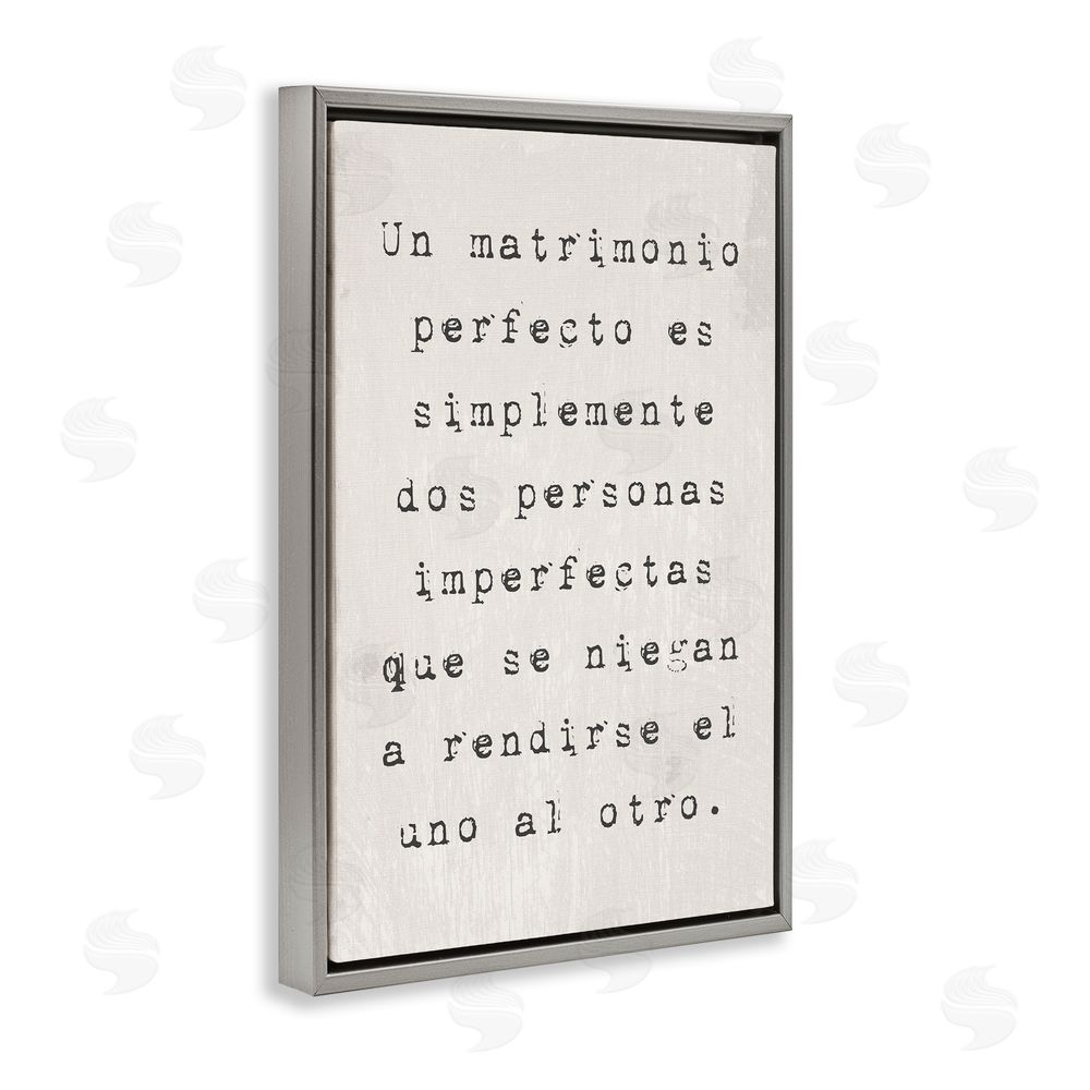 Stupell Studio Un Matrimonio Perfecto Gray Floating Frame Canvas Wall Art Print