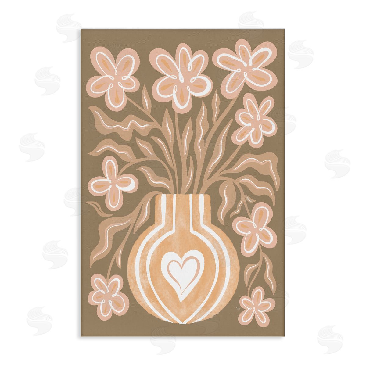 Martina Pavlova Pink Retro Flower Vase Canvas Wall Art Print