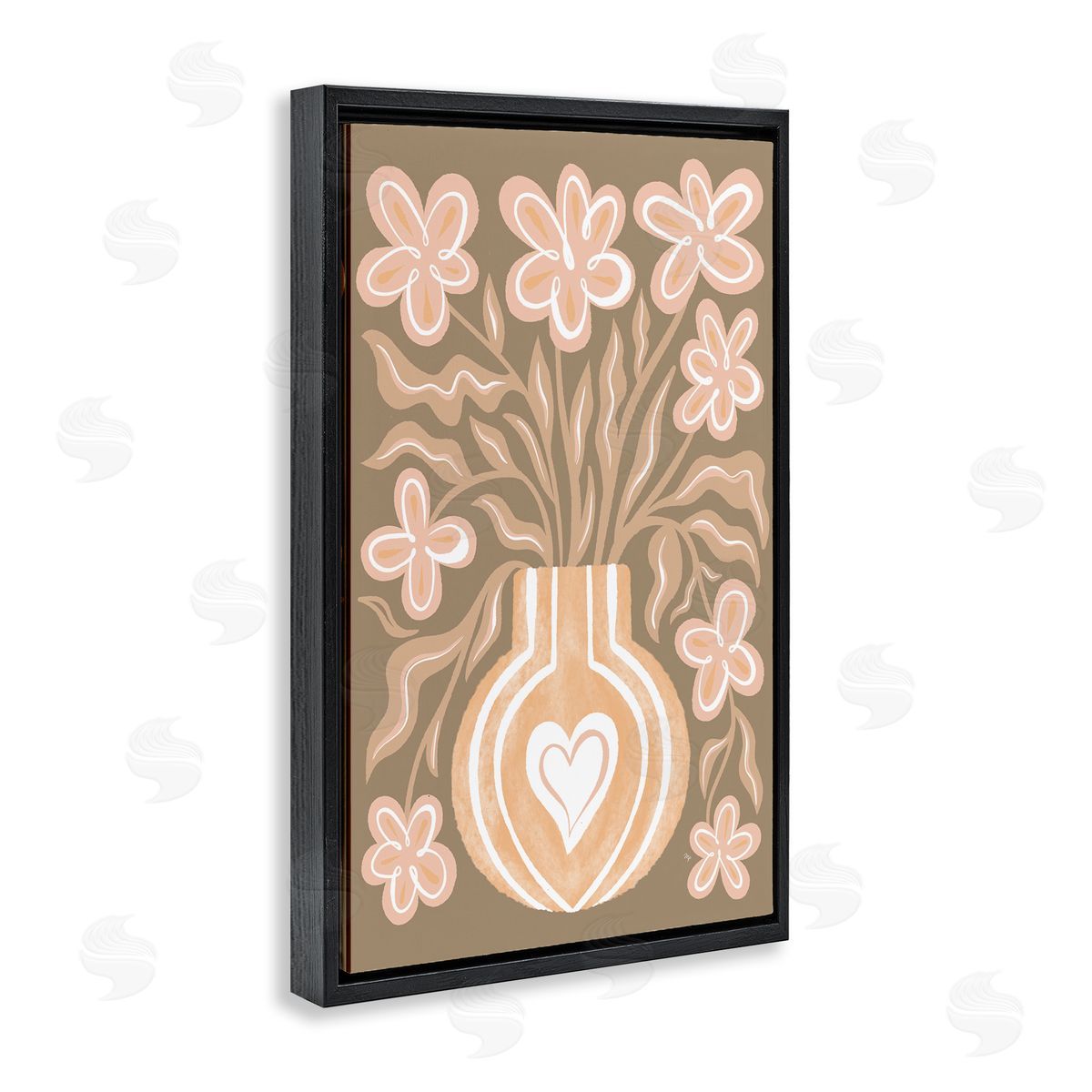 Martina Pavlova Pink Retro Flower Vase Black Floating Frame Canvas Wall Art Print