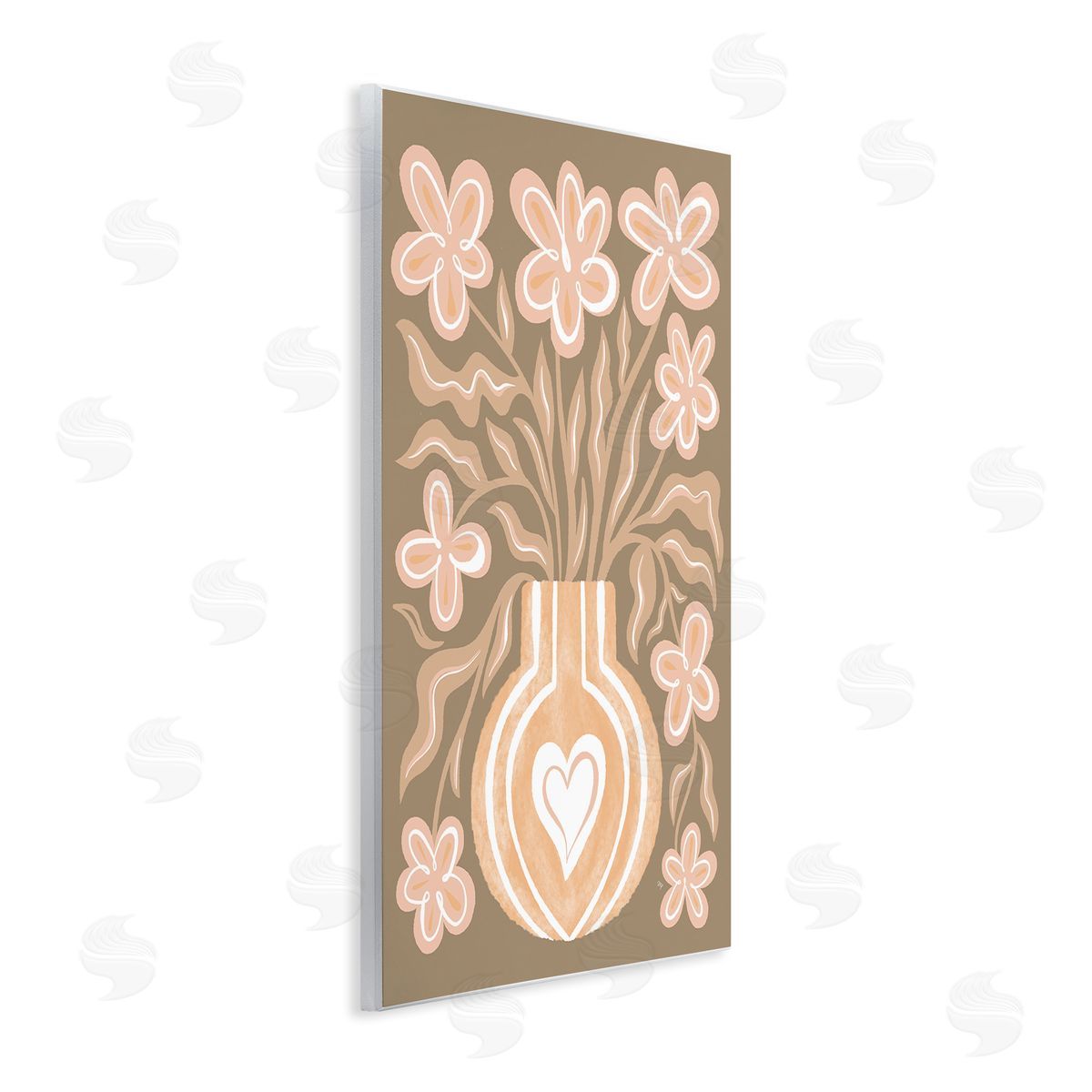 Martina Pavlova Pink Retro Flower Vase Wooden Wall Plaque Art Print