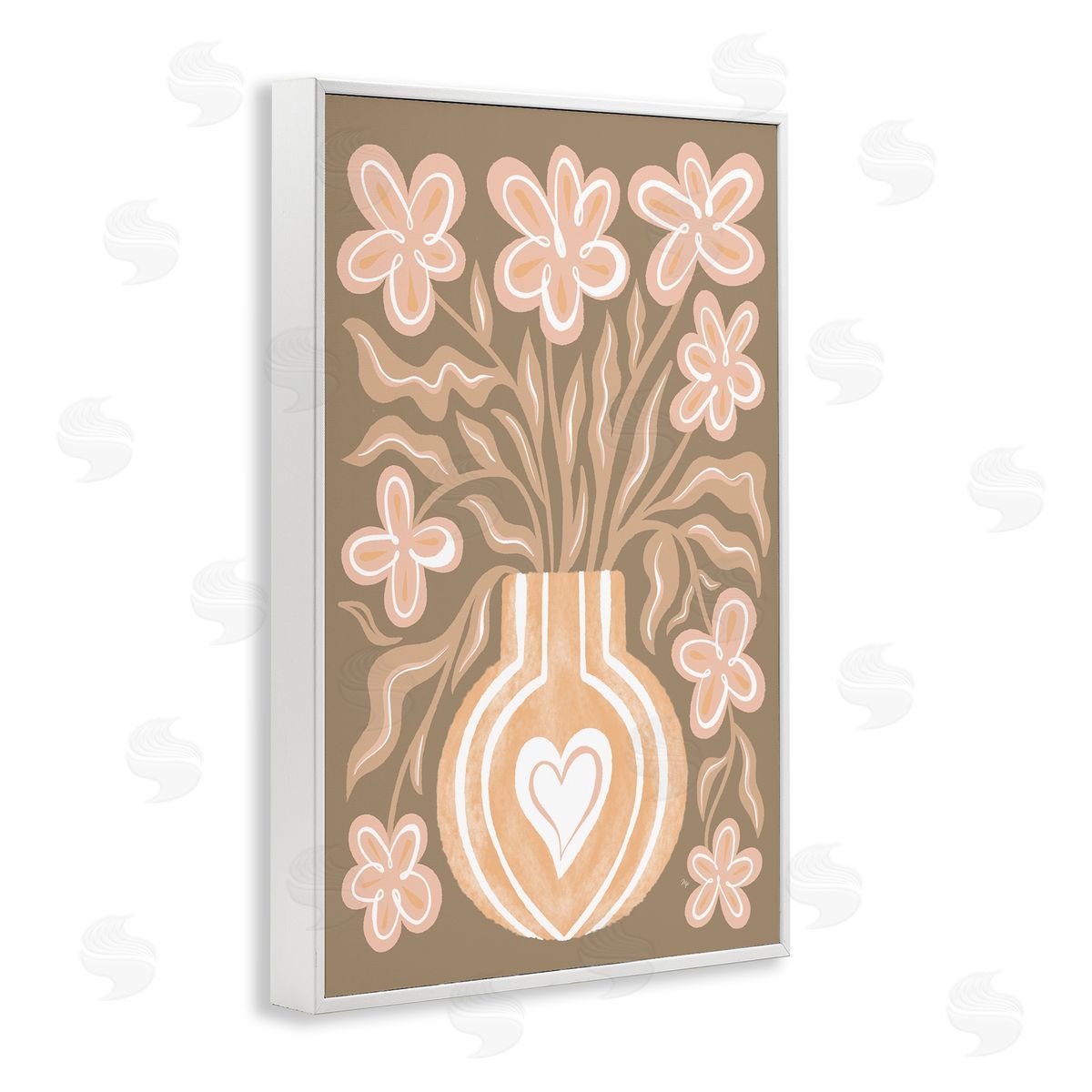 Martina Pavlova Pink Retro Flower Vase White Framed Giclee Wall Art Print